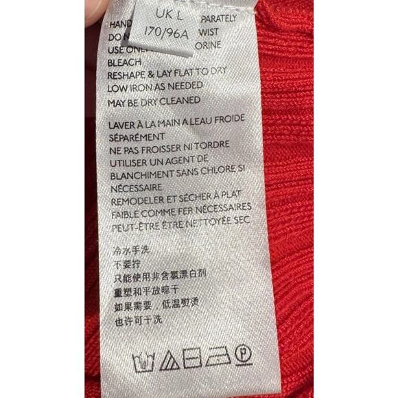 BDG Urban Outfitters Large Red Ribbed Kiara Mock Neck Long Sleeve Top Open Back - Picture 11 of 11